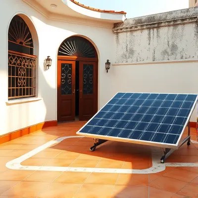 Solar panel in Camaguey homes patio