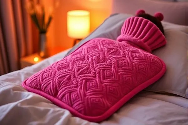 ANMIA Cozy Hot Water Bottle for Pain Relief, Period Cramps, Menstrual, Hot Water Bag for Sleeping Tummy, 2Liter, Eco Non Toxic (Rosa)