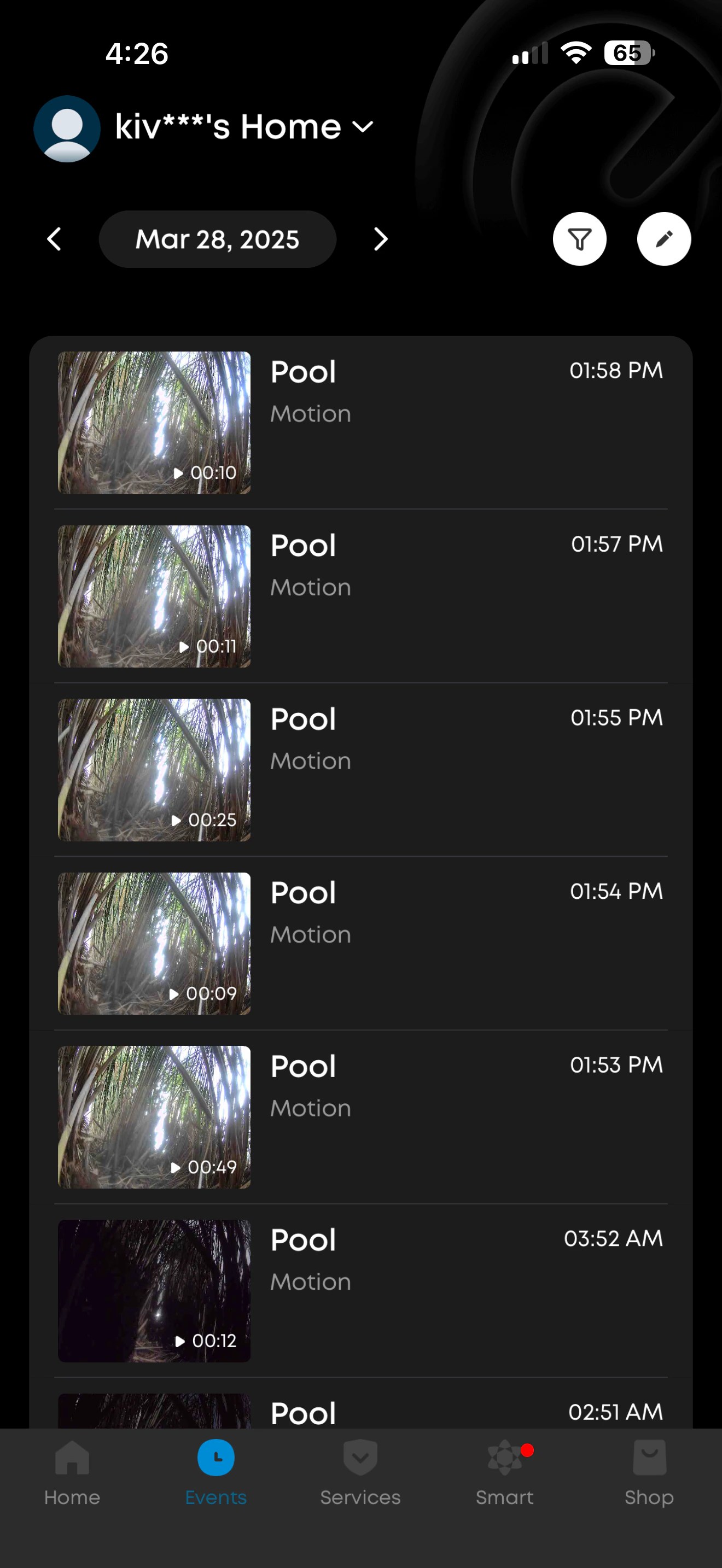 eufy app video event list