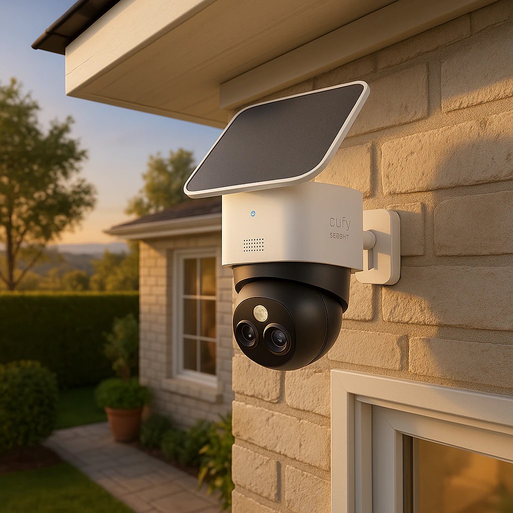 eufy Security SoloCam S340 mounted Miami backyard