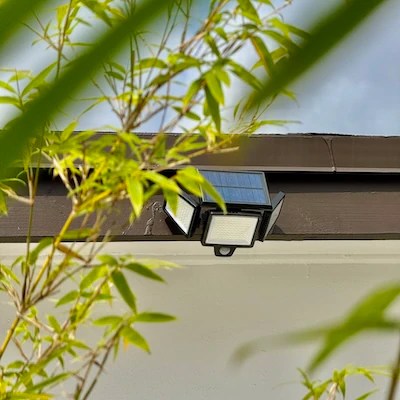 Remote Control,3 Heads Motion Sensor Lights, IP65 Waterproof,270° Wide Angle Flood Wall Lights with 3 Modes